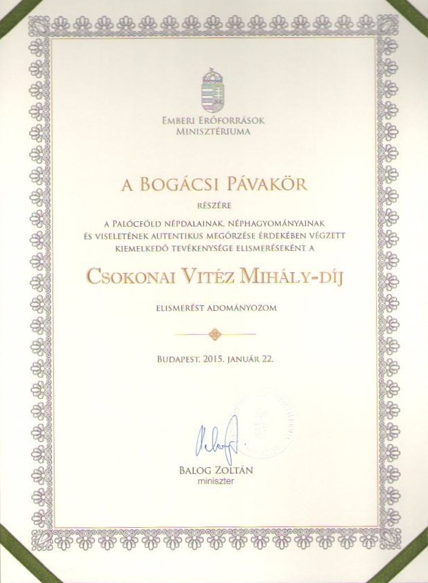 A Bogácsi Pávakör miniszteri elismerése a magyar kultúra napja alkalmából 6